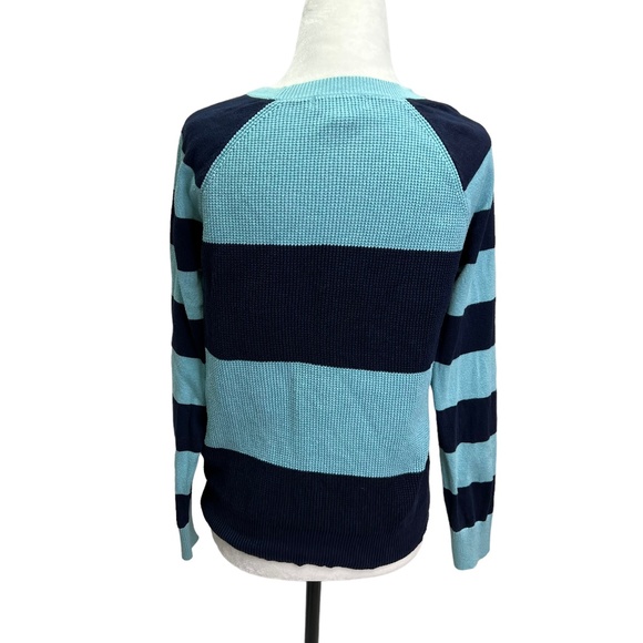 CHAPS Cotton Blue Striped Crew Neck Sweater Size S - Picture 6 of 9